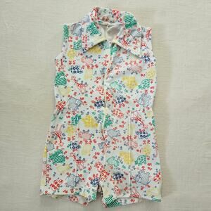 Vintage 70s Safari Animals Romper 2t/3t